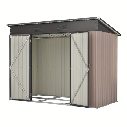 Metalen Opbergschuur – Tuinschuur – Fietsenberging – Tuingereedschapberging – Buitenberging – Verzinkt Staal – Ventilatie – Slot – 243,8x121,9 cm – Afneembaar