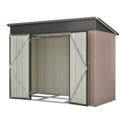 Metalen Opbergschuur – Tuinschuur – Fietsenberging – Tuingereedschapberging – Buitenberging – Verzinkt Staal – Ventilatie – Slot – 243,8x121,9 cm – Afneembaar