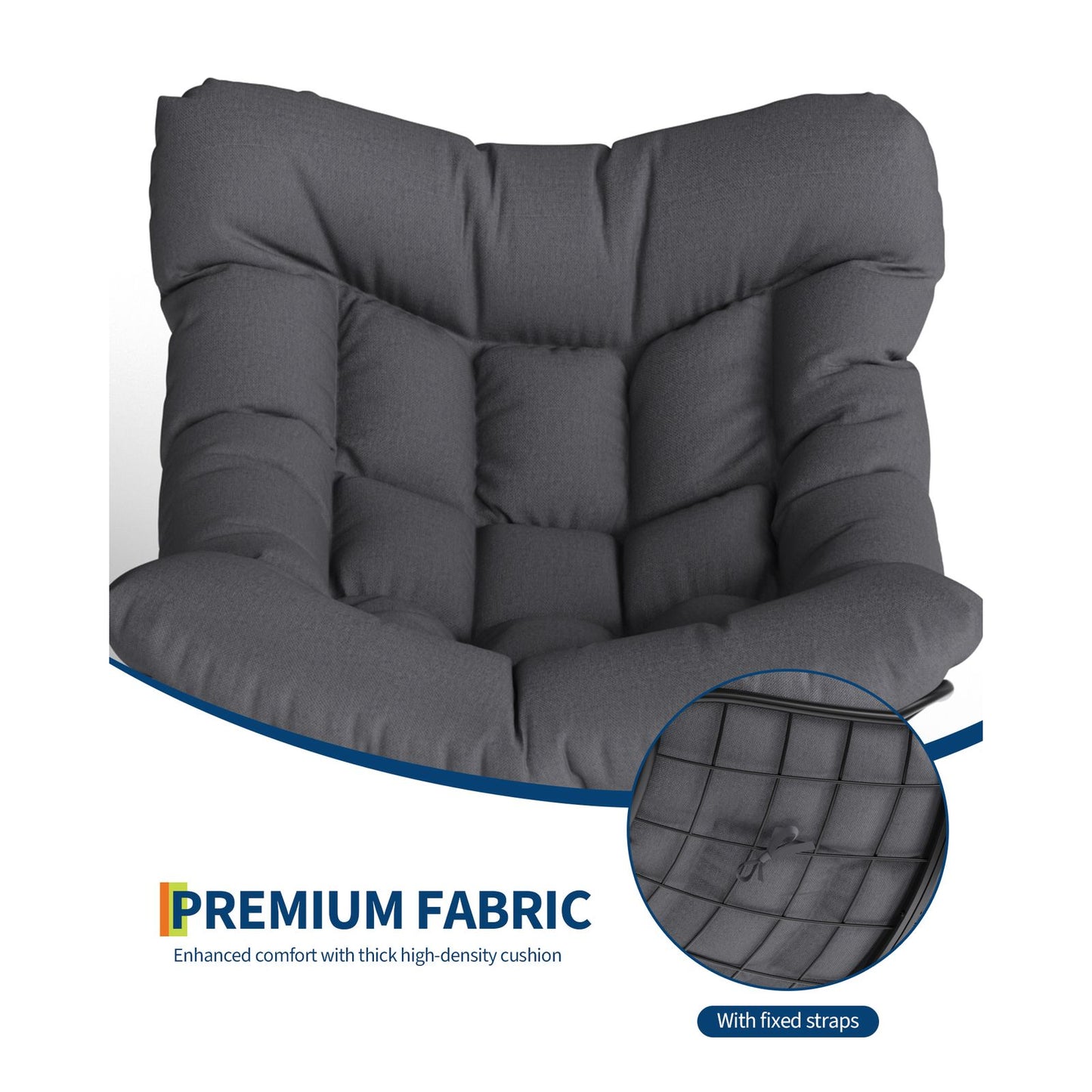 Grand Patio Outdoor Rocking Chair with Footstool | Modern Iron Frame, Polished Finish, Comfort Cushion, Spot-clean Care, Ideal for Balcony, Patio, Porch