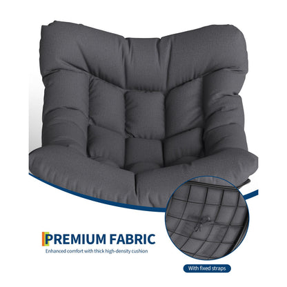 Grand Patio Outdoor Rocking Chair with Footstool | Modern Iron Frame, Polished Finish, Comfort Cushion, Spot-clean Care, Ideal for Balcony, Patio, Porch