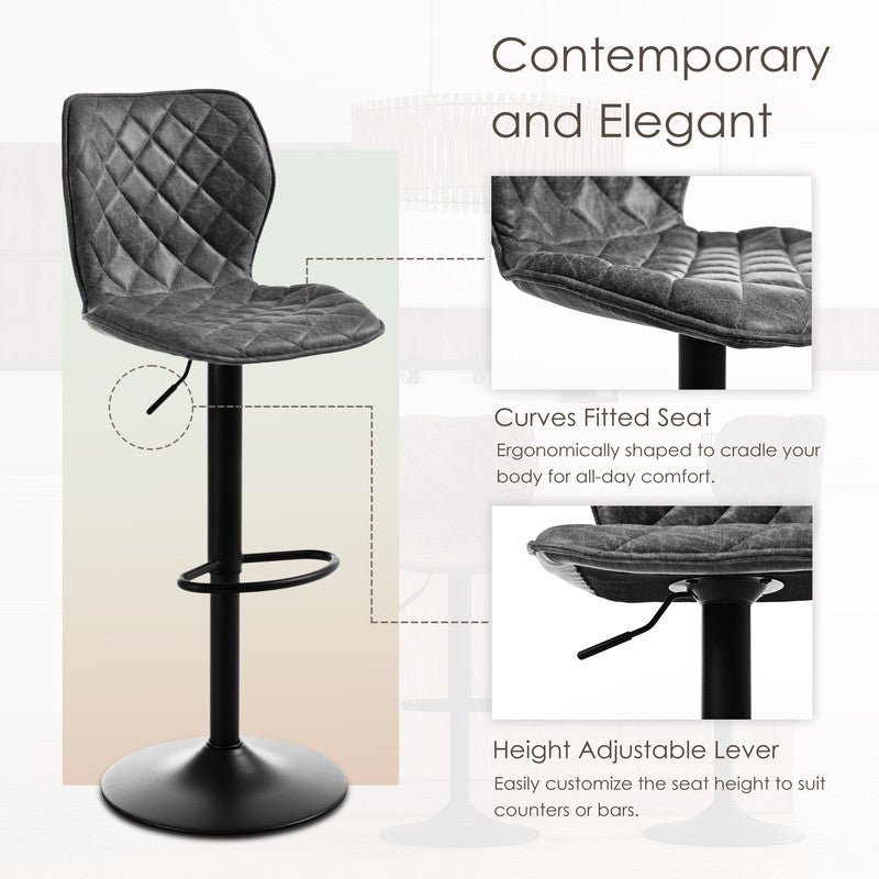 Goeurvant Modern 360° Swivel Bar Stool with Adjustable Height and Metal Base, PU Upholstery, Kitchen Stool, Kitchen Bar Stools, Kitchen Stools, Home Bar Furniture, Bar Seating, Metal Base Stool, Modern Bar Chair, Contemporar
