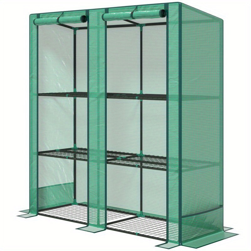 Tuinkas – Serre – Kasje – Kas – Groentekas – Dubbele Deuren – Verstelbare Planken – Compact 144x48x152 cm – Stevig Stalen Frame – PE Doek