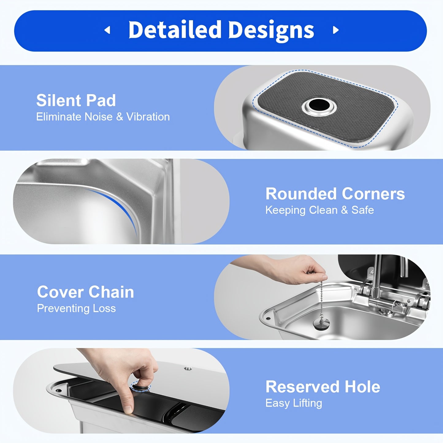 Spoelbak – Keukenspoelbak – Wasbak – Gootsteen – Enkele Spoelbak – RVS 304 & Gehard Glas – Compact Ruimtebesparend Design – Inclusief Kraan – Zilver