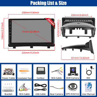 Autoradio Opel Antara – Multimedia Systeem – Navigatie Radio – Car Stereo – 2GB+64GB – Android 15.0 – 9 Inch HD Touchscreen met Draadloos CarPlay & AHD Achteruitrijcamera