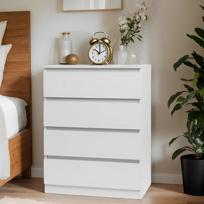 Ladekast – Ladenkast – Kommode – Dressoir – Opbergkast – Modern Design – Anti-Kantel Kit – Houten Kast – Wit – 4 Lades – 68,5 cm Hoog – 3,2 cu ft Opbergruimte