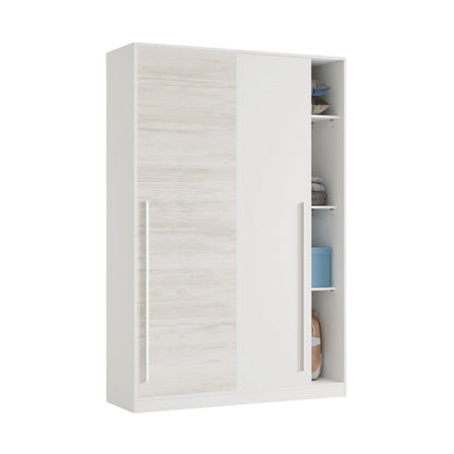 2-Door Wardrobe, Bedroom Closet with Hanging Rod and 3 Shelves, 120x50x200 cm, Available in 2 Colors