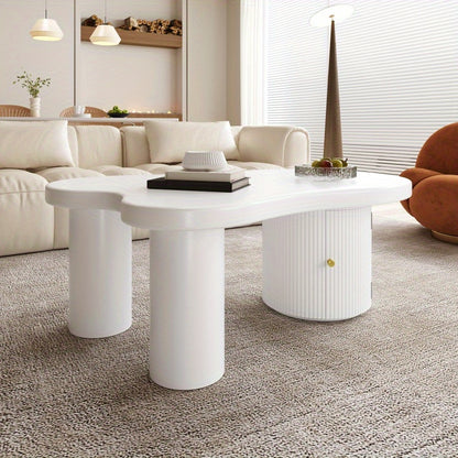 Salontafel – Koffietafel – Bijzettafel – Woonkamertafel – Hoektafel – Asymmetrisch Modern Design – Stevig MDF Met Opbergruimte – Wit Zwart Space-Saving