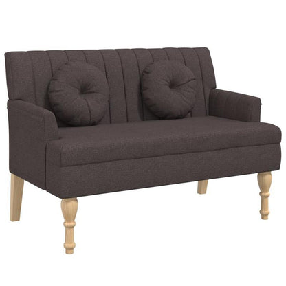 Bankje – Zitbank – Halbankje – Woonkamerbank – Slaapkamerbank – Massief Houten Frame – Donkerbruin Champagne Met Pluche Kussens – 114x65x75 cm