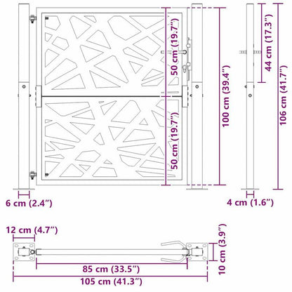 Metalen Poort – Tuinpoort – Buitenhek – Terraspoort – Afscheiding – Zwart Mat – 105x105 cm – Duurzaam Geometrisch Design