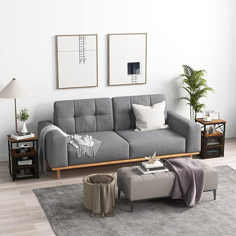 Nachtkastjes – Bijzettafel – Tafeltje – Opbergkast – Vintage Design – Set van 2 – Stevig Metalen Frame – 2 Klapladen en Vakken – Compact Formaat Rustiek Bruin
