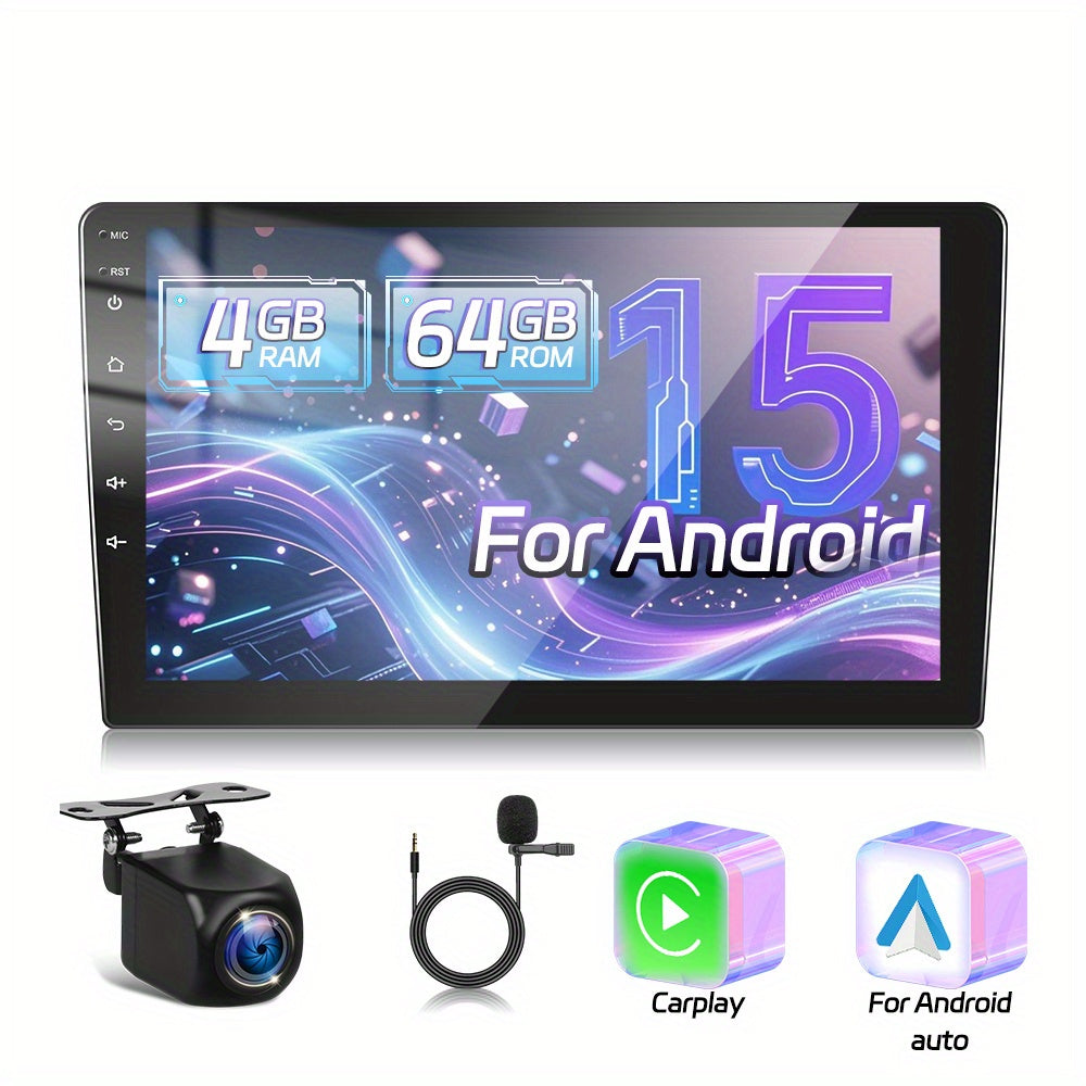 2 DIN Android Autoradio – Auto Multimedia Systeem – Touchscreen Radio – Navigatie Systeem – Bluetooth Audio – 10 Inch IPS Scherm – Draadloze CarPlay & Android Auto