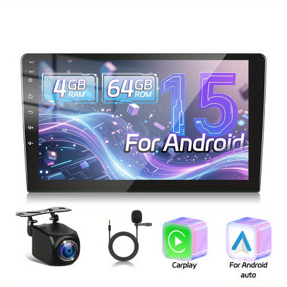 2 DIN Android Autoradio – Auto Multimedia Systeem – Touchscreen Radio – Navigatie Systeem – Bluetooth Audio – 10 Inch IPS Scherm – Draadloze CarPlay & Android Auto