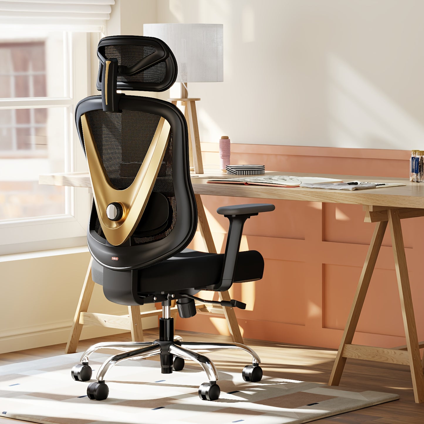 Ergonomische Bureaustoel – Werkstoel – Kantoorstoel – Desk Chair – Computerstoel – Verstelbare Zitdiepte – Hoogte – 135° Kantelbare Rugleuning – Ademend Mesh – Aluminium Onderstel Zwart-Zilver