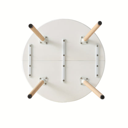 EGoonM 5pcs Scandinavian Modern Dining Table Set with 4 Chairs - White MDF & Beech Wood Tabletop, Space-Saving Compact Kitchen/Dining Room Furniture, White/Black/Grey/Khaki Chairs, Modern Minimalist Table & 4 Seating for Smal