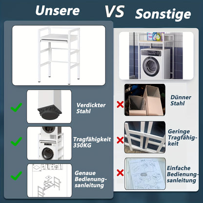 Verhoogstandaard Wasmachine – Wasmachine Onderstel – Drogerstandaard – Wasmachine Rek – Verstelbare Standaard – Hoogte Verstelbaar Tot 115 cm – Draagvermogen Tot 350 kg – Wit