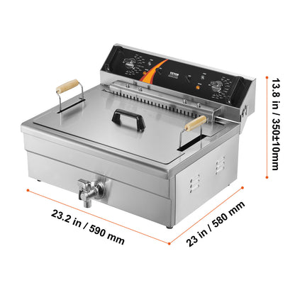 Elektrische Friteuse – Frituurpan – Snackmaker – Frituurketel – Friteuse 29 Liter – Grote Capaciteit – Snelle Opwarming – Roestvrij Staal