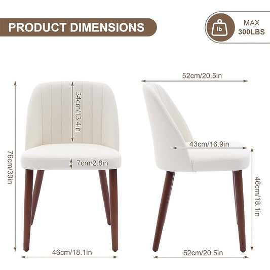 Set of 2 Upholstered Dining Chairs | Padded Seat, Wood Legs, Modern Fabric, Vintage Style, Color for Kitchen, Dining Room, Restaurant