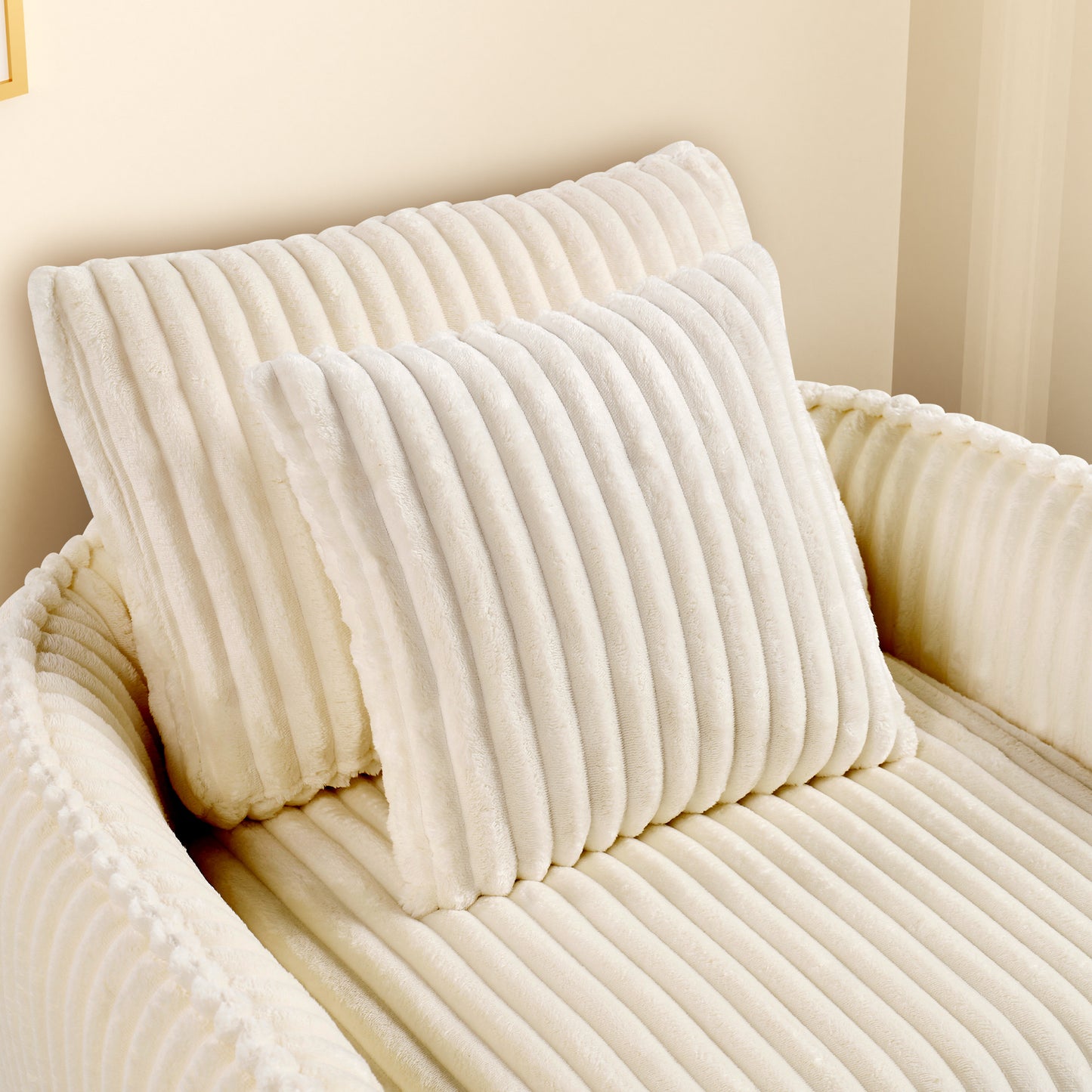 Relaxation Armchair Sofas with Removable Backrest And Seat Cushions, Lazy Sofa Indoor Seat Cushions with Comfortable, Extra Thick Padding for Bedroom, Living Room, White, Green.
