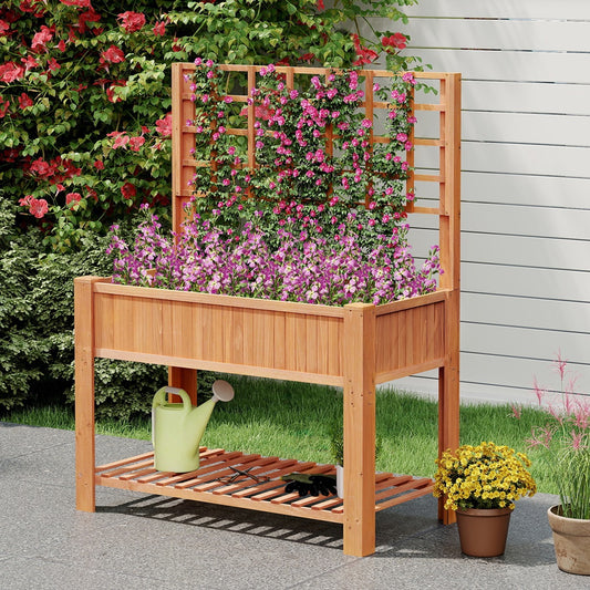 Houten Plantenbak – Verhoogde Bloembak – Tuinbak – Kweekbak – Balkonbak – Dubbel Niveau Ontwerp – Duurzaam Houten Frame