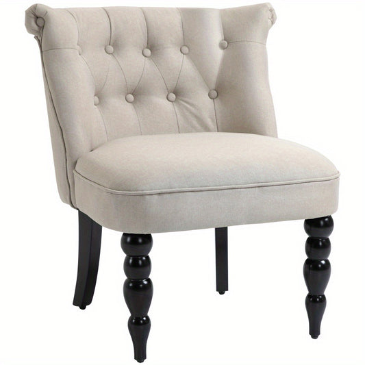 Fauteuil – Relaxfauteuil – Loungefauteuil – Eetkamerstoel – Leunstoel – Vintage Design – Linnen Bekleding – Houten Frame – Compact 67x67x78 cm – Oversized Chaise Lounge