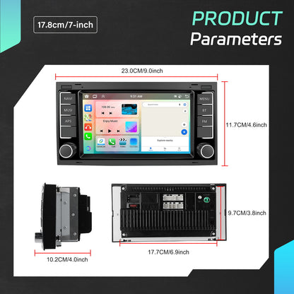 8-Core [6+128] Android 15 Touchscreen Car Stereo for VW Touareg T5 Multivan (2004-2009) - Wireless CarPlay, Android Auto, Bluetoo, DSP, GPS, WiFi, FM/ RDS & Backup Cam Compatible
