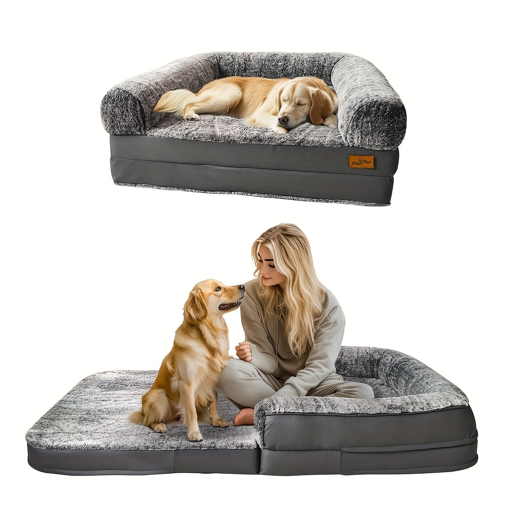 Groot Hondenbed – Orthopedisch Huisdierenbed – Napbed – Slaapmat – Rustplek – 180x95x28 cm – Wasbare Faux Fur – Opvouwbaar en Draagbaar