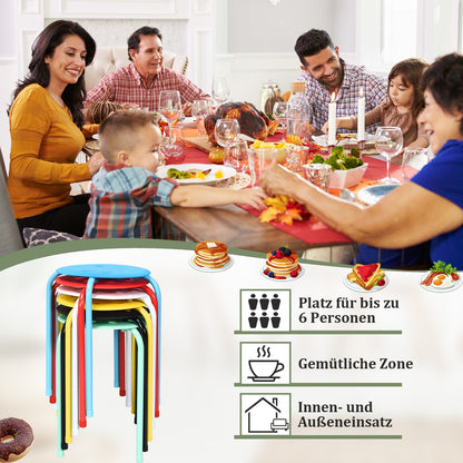 Kruk – Krukje – Zitkruk – Bijzetkruk – Stapelbare metalen krukken – Set van 6 – 44,5 cm Hoogte – Gekleurd assortiment