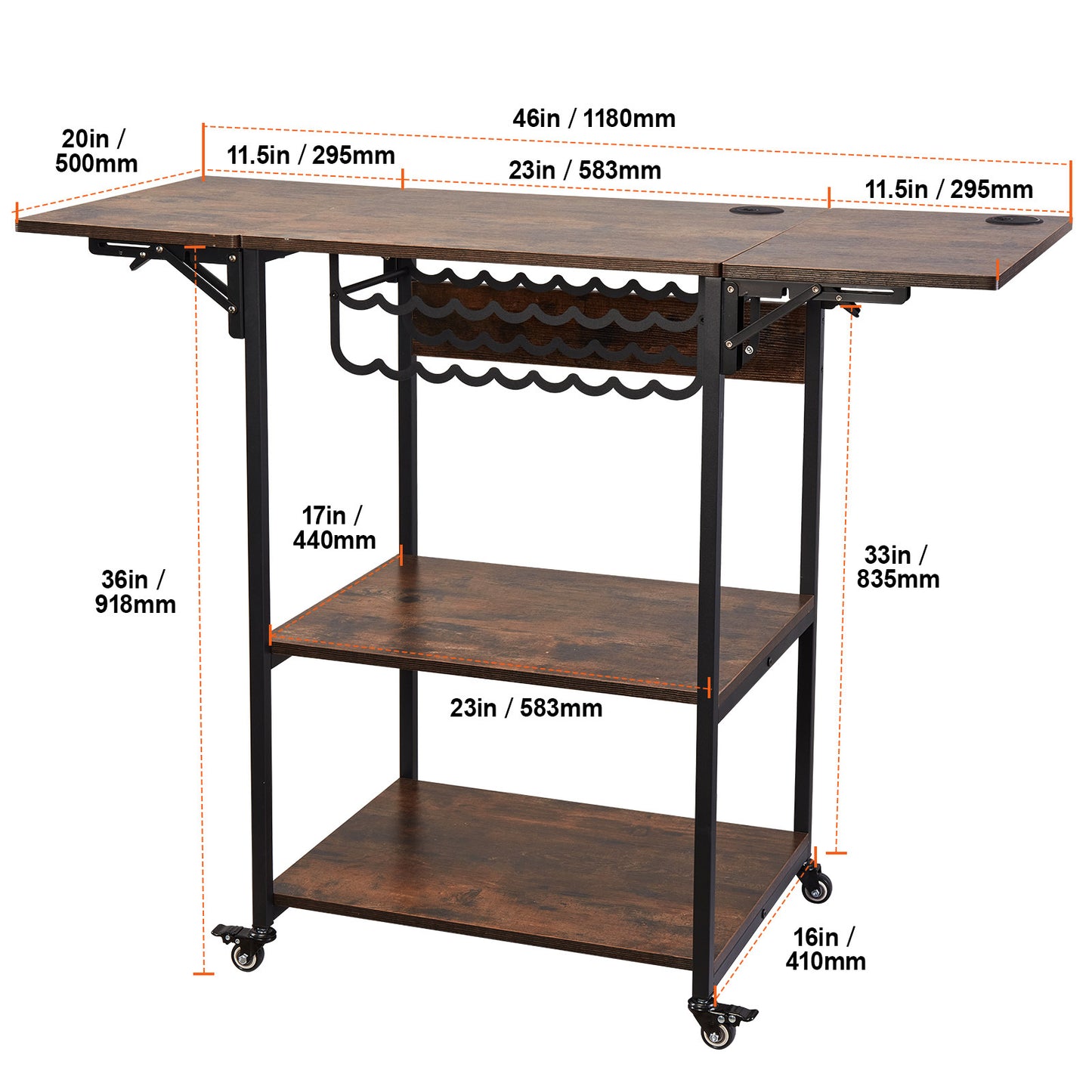 Transferpers Werktafel – Hittepers Tafeltje – Warmte Pers – Heat Press Stand – Opbergbureau – 3-Laags Opbergniveau – Inklapbare Zijpanelen – Stevige Metalen Constructie – Mobiel Met Wieltjes – Bruin