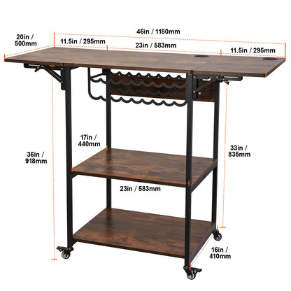 Transferpers Werktafel – Hittepers Tafeltje – Warmte Pers – Heat Press Stand – Opbergbureau – 3-Laags Opbergniveau – Inklapbare Zijpanelen – Stevige Metalen Constructie – Mobiel Met Wieltjes – Bruin
