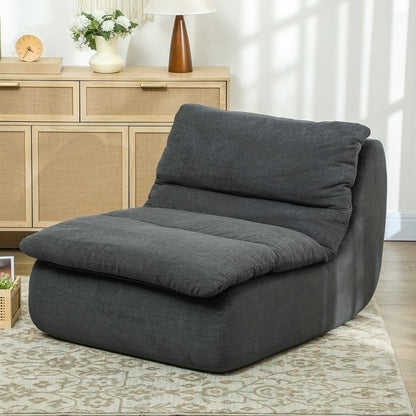 Schuim Loungestoel – Vloerstoel – Relaxzetel – Loungechair – Zitzak – Lichtgewicht & Hoogwaardige Schuimvulling – Elektriciteitvrij & Compact Grijs