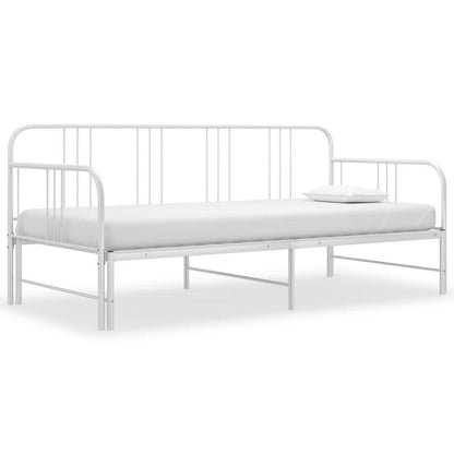 Bedbank – Slaapbank – Uitklapbed – Logeerbed – Sofa Bed – Inklapbaar Telescopisch Ontwerp – Stevig Wit Metalen Frame – 90x200 cm