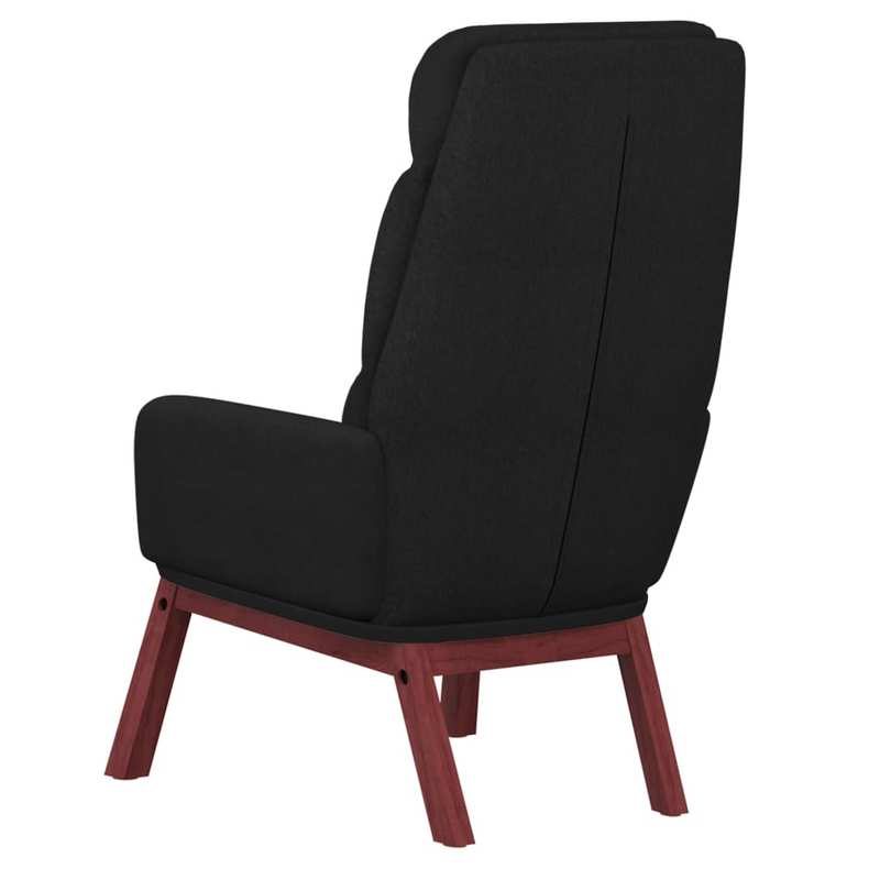 Relaxfauteuil – Relaxstoel – Zwarte Stoel – Loungefauteuil – Comfortabele Fauteuil – Zwart – 100% Polyester Stof – Massief Rubberhout Frame