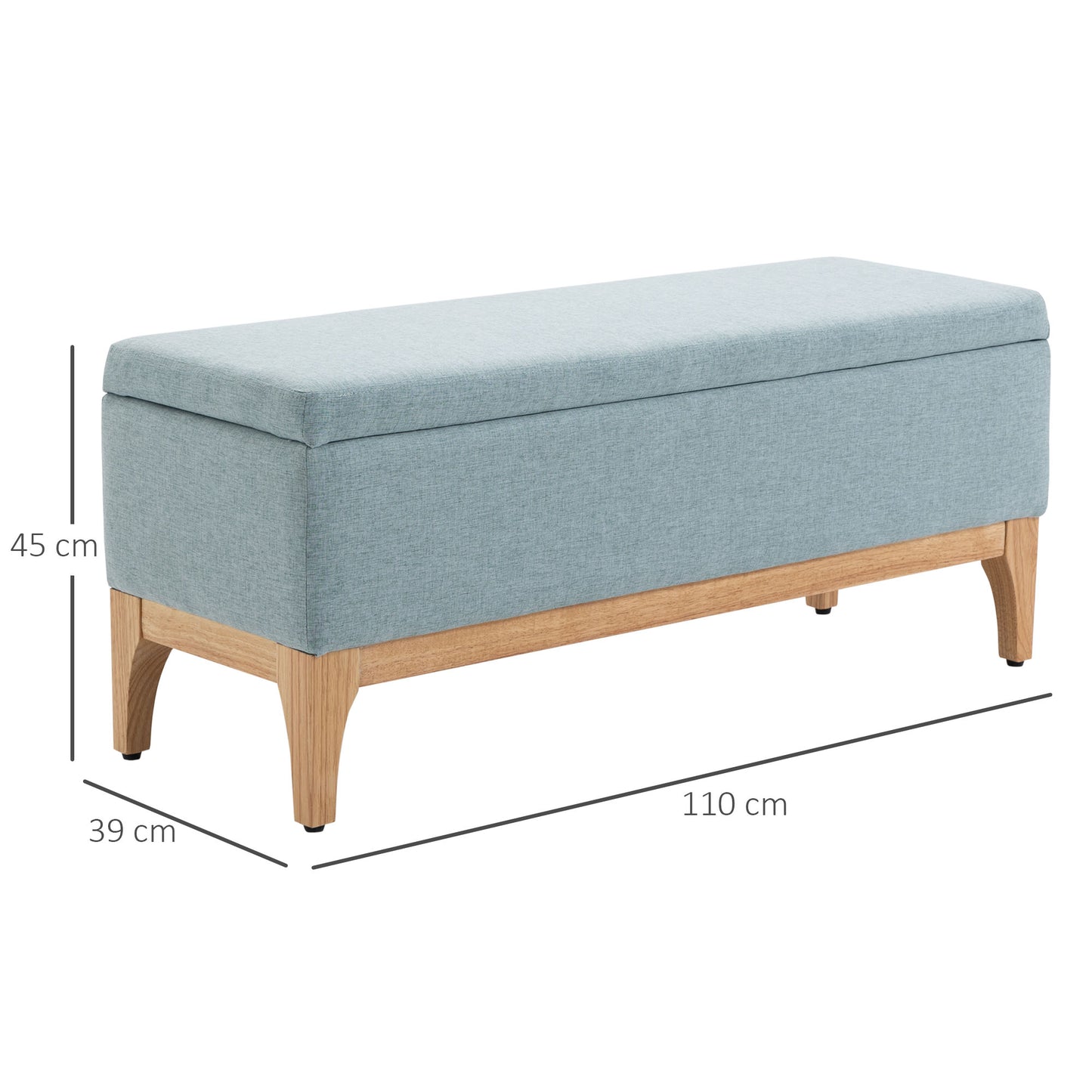 Opbergbank – Zitbank – Opbergkist – Halbank – Opbergbox – Scandinavisch Design – Ruime Opbergruimte 110x39x45 cm – Aqua Groen Stof