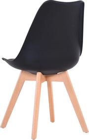 Eetkamer stoelen - Set van 4 - Met Zitvulling Kuipstoel - Tulpen Plastic - Eetkamerstoel - Zwart