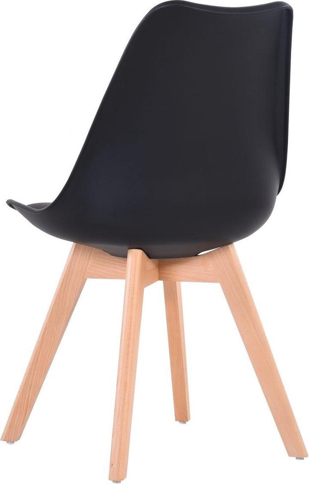 Eetkamer stoelen - Set van 4 - Met Zitvulling Kuipstoel - Tulpen Plastic - Eetkamerstoel - Zwart