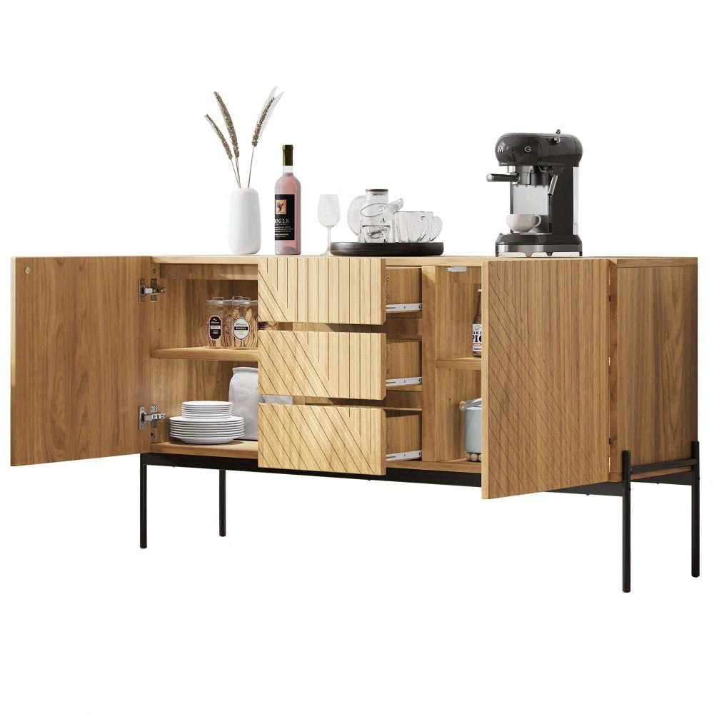 Dressoir – Sideboard – Ladekast – Opbergkast – Commode – Modern Design – Stevige Metalen Poten – Compact Met 2 Deuren en 3 Lades