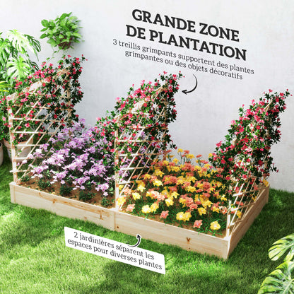 Bloembak – Plantenbak – Tuinbak – Plantenbak Met Klimrek – Bloembak Hout – Verhoogd Tuinbed – Natuurlijk Gelakt Dennenhout – 222x114x109 cm