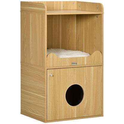 Kat Toilet Huis – Kattenbak Kast – Kattenmeubel – Kattenbak Omhuis – Kattenhuis Met Kussen – 3 Niveaus – Afmetingen 60x45x103 cm