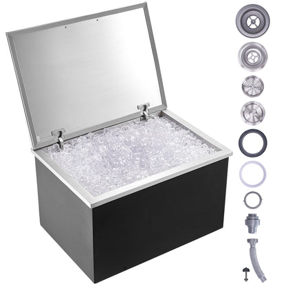 Ijskist – Koelbox – IJscontainer – IJskoeler – Inbouw Ijsvak – RVS 107,8L Capaciteit – 20mm PU Isolatie