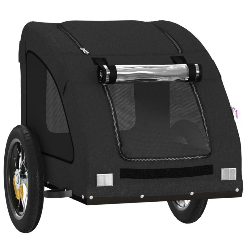 Hondenfietsaanhanger – Hondenaanhanger – Fietsbuggy – Hondenbuggy – Fietsaanhanger Hond – Ruim Interieur – Stevig IJzeren Frame – Openklapbare Voorruit & Zijdeuren – Veiligheidstuig – Zwart Oxford Stof