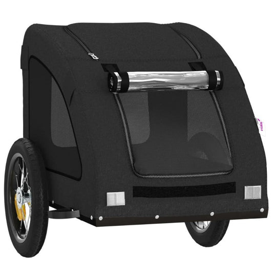 Hondenfietsaanhanger – Hondenaanhanger – Fietsbuggy – Hondenbuggy – Fietsaanhanger Hond – Ruim Interieur – Stevig IJzeren Frame – Openklapbare Voorruit & Zijdeuren – Veiligheidstuig – Zwart Oxford Stof