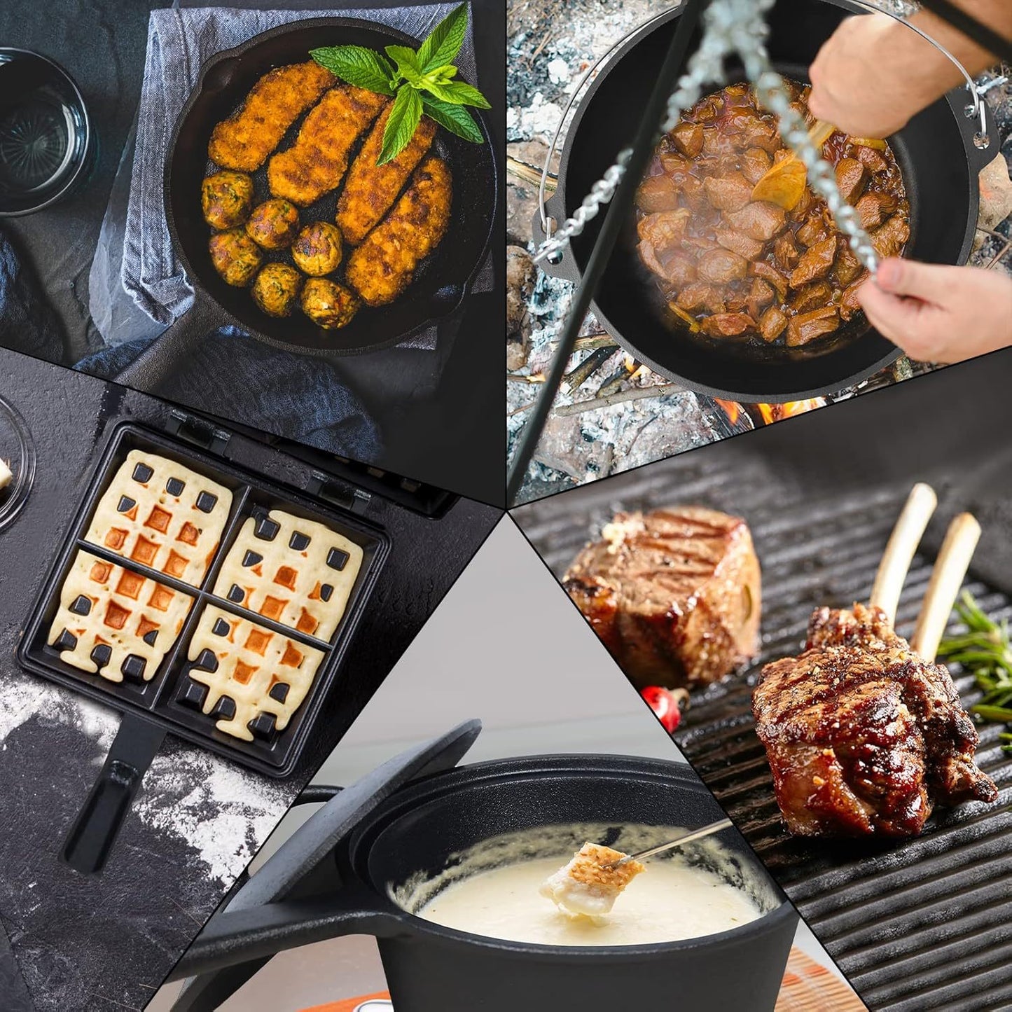 Dutch Oven Set – Gietijzeren Braadpan – Outdoor Kookset – Camping Kookgerei – Stoofpan Set – Inclusief Deksel En Poten – Duurzaam Gietijzer