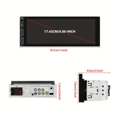 Multimedia Autoradio – Auto Radio – 1DIN Speler – Dashboard Speler – Car Stereo – 6,86 Inch HD Scherm – Bluetooth 5.0 Connectiviteit