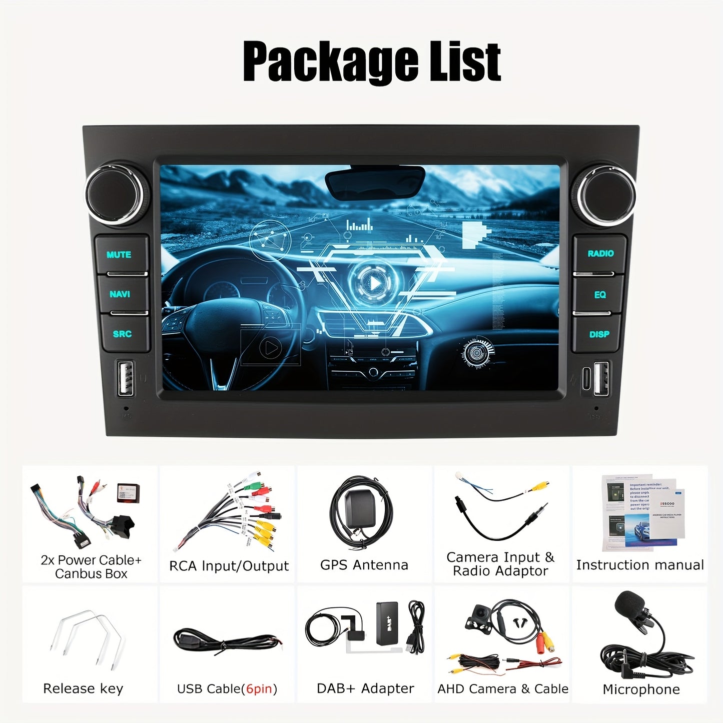 Android 14 Autoradio – Multimedia Speler – Navigatiesysteem – Touchscreen Radio – Inbouw Autoradio – 7 Inch IPS Scherm – Draadloos CarPlay & Android Auto – Camera en Microfoon Inclusief