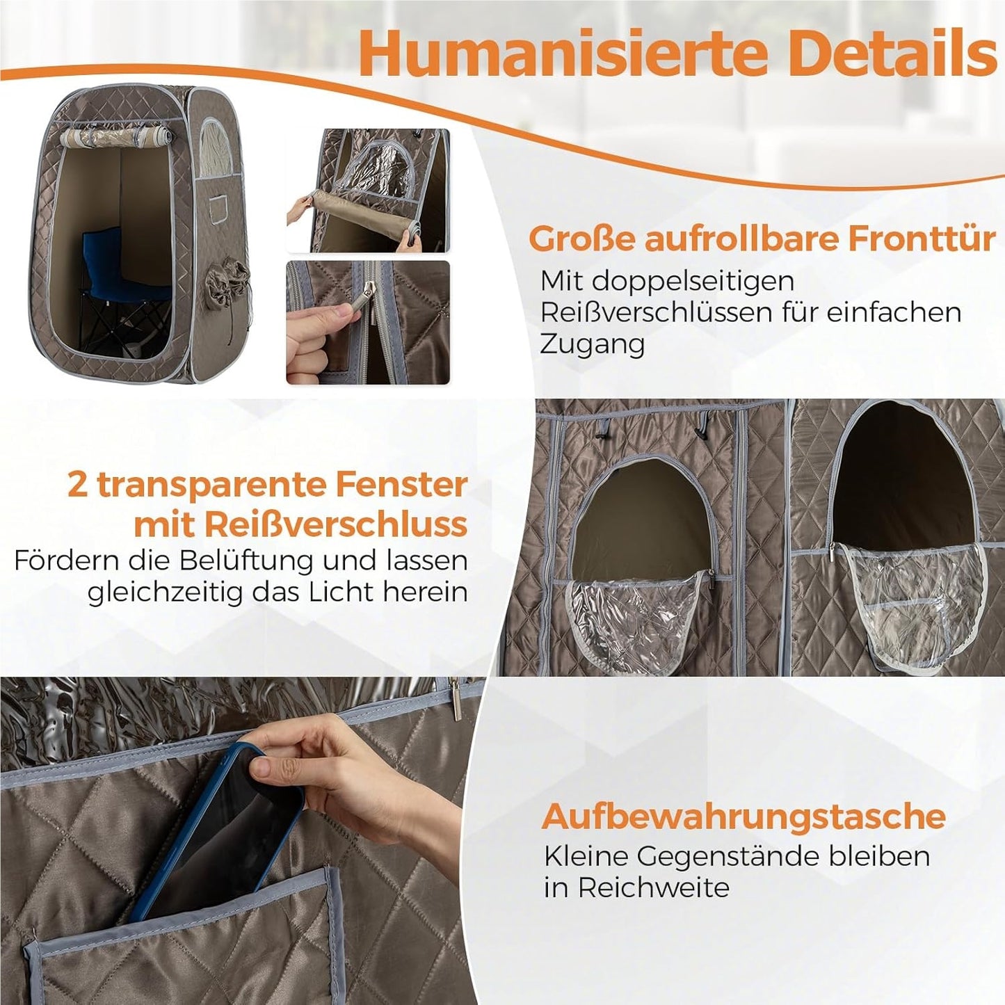 Draagbare Stoomsauna – Mobiele Sauna – Thuis Sauna Tent – Inklapbare Sauna – Persoonlijke Sauna – 3L Stoomgenerator – Afstandsbediening & Timer – Grijs