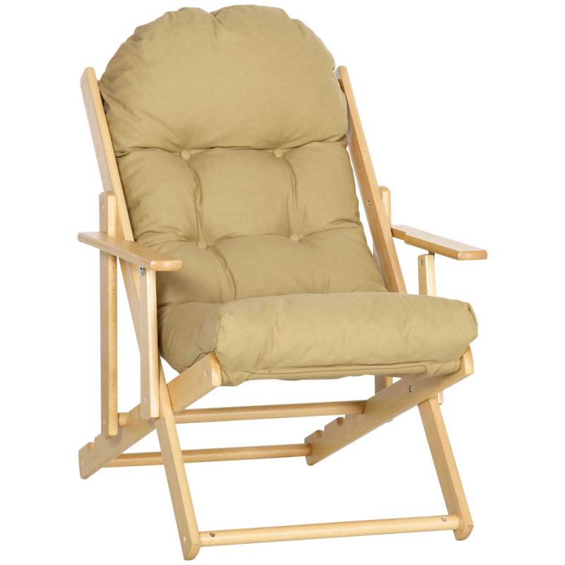 Inklapbare Stoel – Opvouwbare Stoel – Klapstoel – Eetkamerstoel – Loungestoel – Beukenhouten Frame – Verstelbare Rugleuning 3-standen – Zachte Afneembare Bekleding Bruin