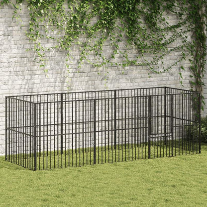 Hondenren – Puppyren – Hondenkennel – Hondenbench – Kennel – 8 Panels – Zwart Gegalvaniseerd Staal – Stevig & Weerbestendig