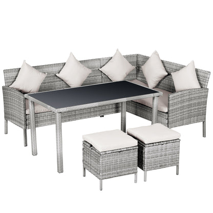 Tuinmeubelset – Loungeset – Zitgroep – Loungeset Met Tafel – 5-delig – Weerbestendig – Aluminium Frame Met Glasplaat