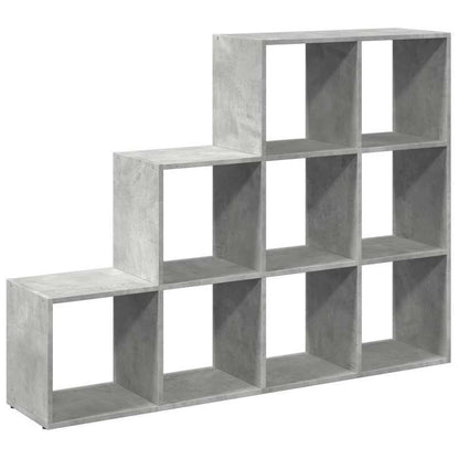 Roomdivider – Kamerscherm – Scheidingswand – Ruimteverdeler – Boekenkast – Betongrijs – 3 Niveaus – MDF en Hout