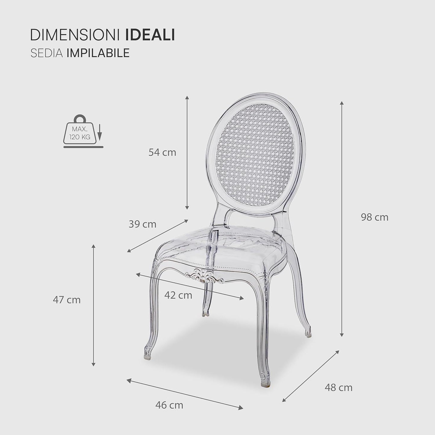 Transparante Stoelen – Eetkamerstoelen – Polycarbonaat Stoelen – Stapelbare Stoelen – Design Stoelen – Set Van 4 – Waterbestendig – Lichtgewicht & Duurzaam